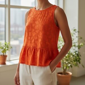 Michael Kors poppy orange ruffle tank size XL